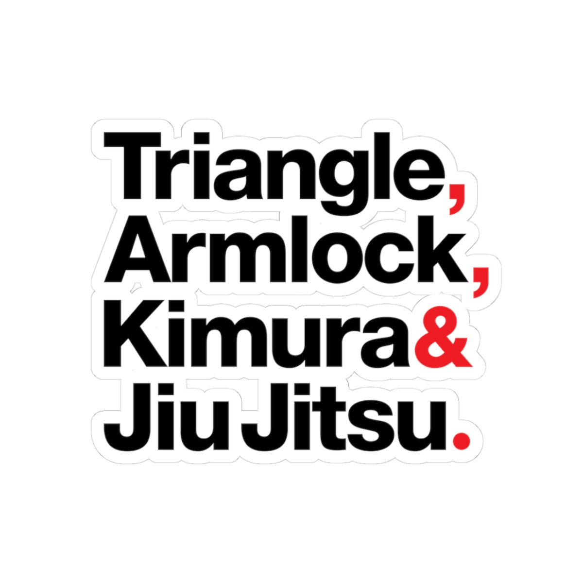 Text sticker with martial arts terms on a white background