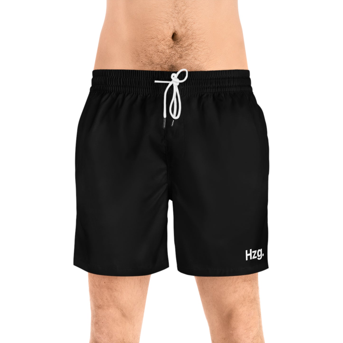 Black shorts with a white drawstring and 'Hzg.' logo on a white background