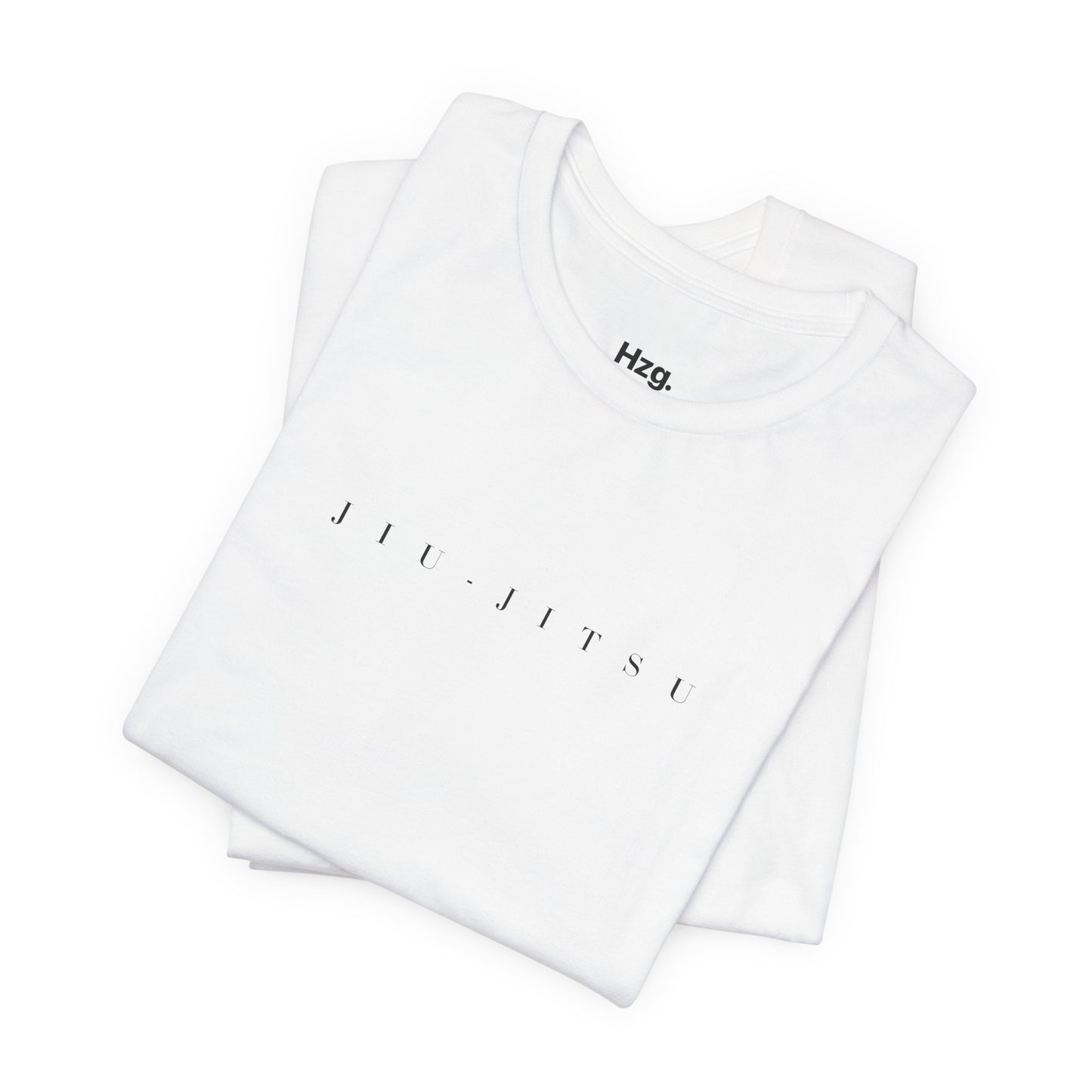 White tank tops with 'JIU JITSU' and 'Hzg' text on a white background