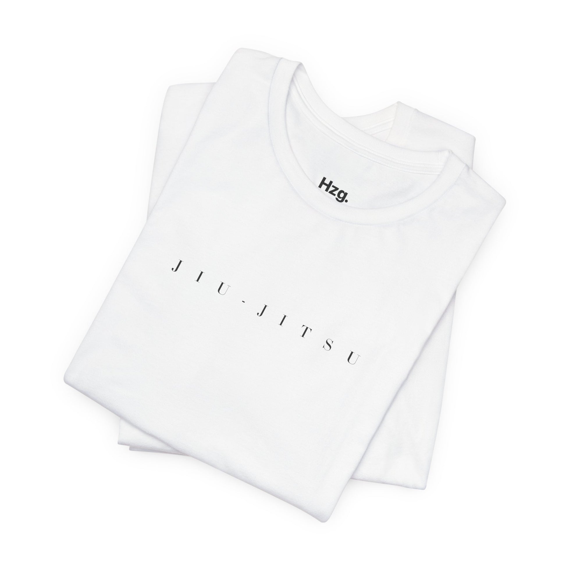White tank tops with 'JIU JITSU' and 'Hzg' text on a white background