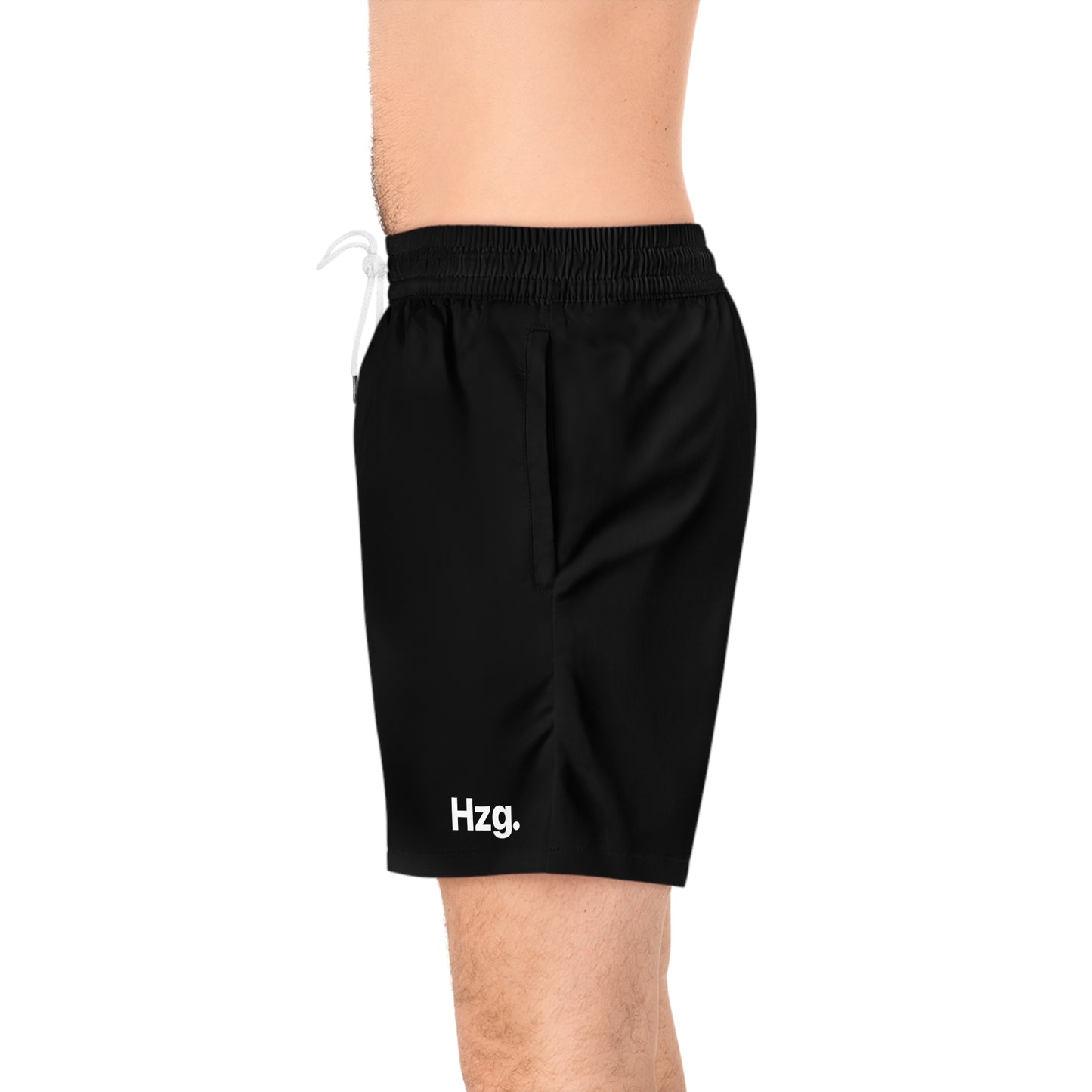 Black shorts with 'Hzg.' logo on a white background